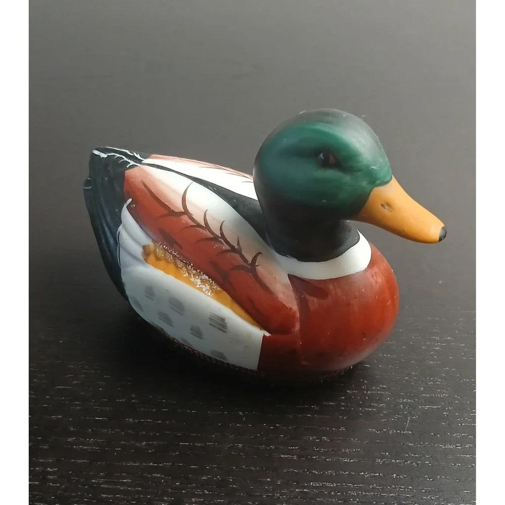 Vintage Mallard Duck Porcelain Figurine LintRemover Brush Jasco ROC 1980s #146B5